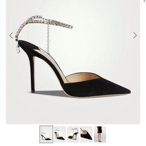 Saeda Suede Pumps With Crystal Ankle Strap